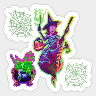 Halloween Spider Witch Pattern Sticker